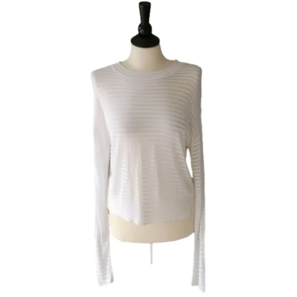 RtA Gilda Sweater Semi-Sheer Striped Print Long Sleeves in White Cloud Size M - Picture 2 of 7